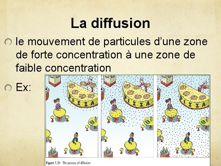 La diffusion le mouvement de particules d’une zone de forte concentration à une zone