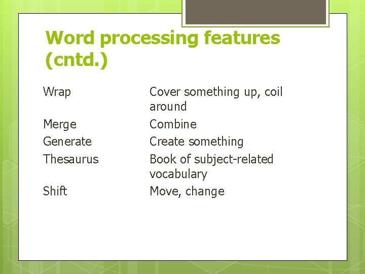 English for Computing Vocabulary Notes Week 6 Word