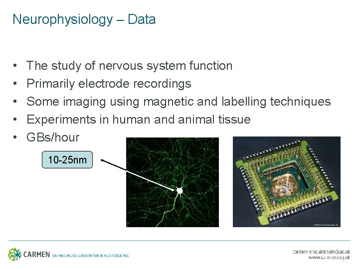 Neurophysiology – Data • • • The study of nervous system function Primarily electrode