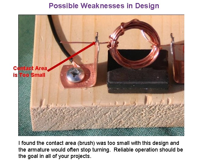 Possible Weaknesses in Design Contact Area is Too Small I found the contact area