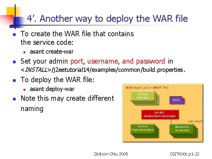 4’. Another way to deploy the WAR file n To create the WAR file