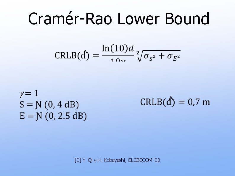 Cramér-Rao Lower Bound [2] Y. Qi y H. Kobayashi, GLOBECOM ’ 03 