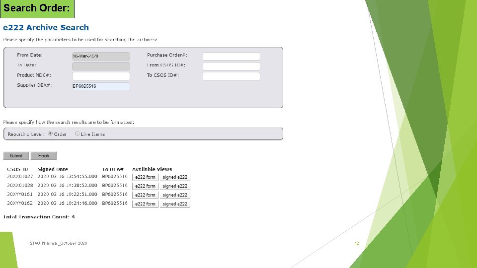 Search Order: STAQ Pharma _October 2020 12 
