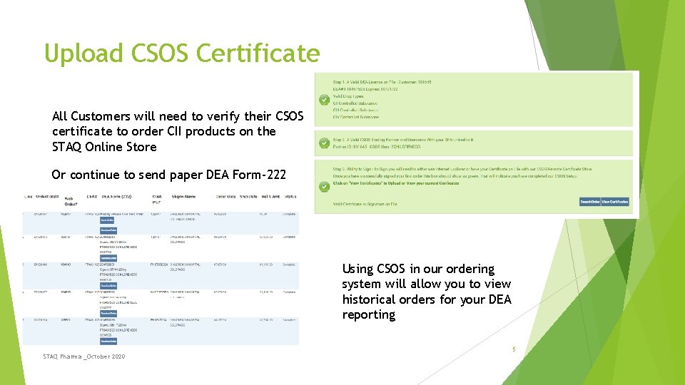 Upload CSOS Certificate All Customers will need to verify their CSOS certificate to order