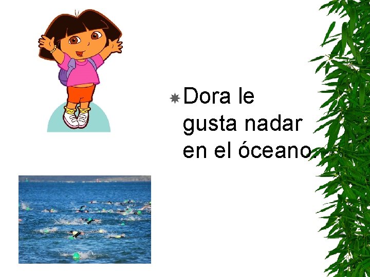  Dora le gusta nadar en el óceano. 