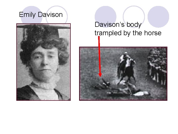 Emily Davison’s body trampled by the horse 