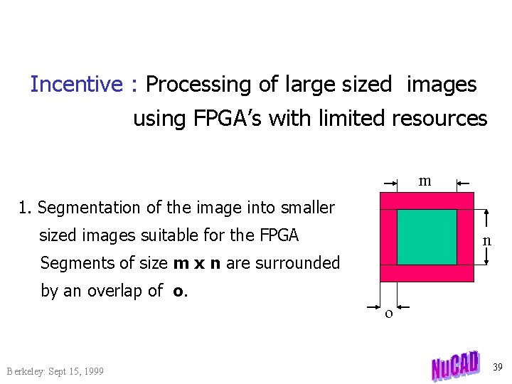 Incentive : Processing of large sized images using FPGA’s with limited resources m 1.