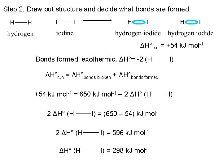 Step 2: Draw out structure and decide what bonds are formed ΔH°rxn = +54