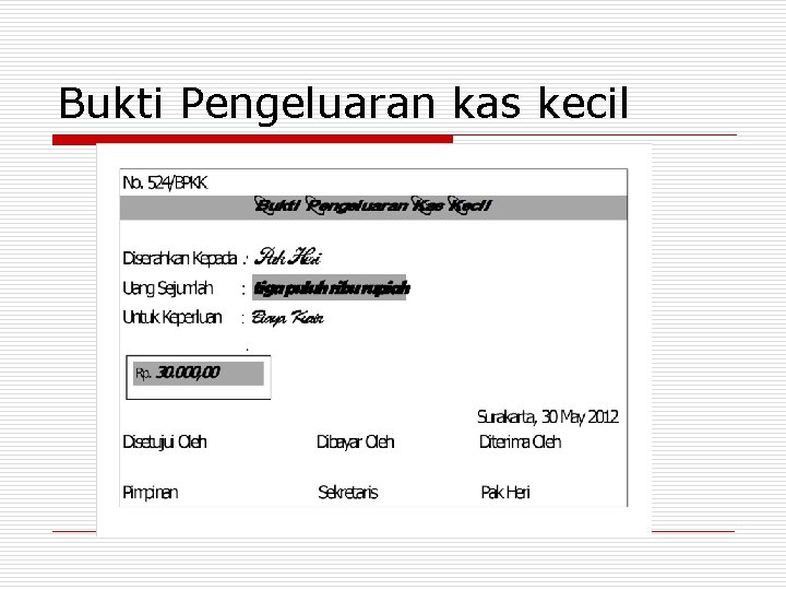 Bukti Pengeluaran kas kecil 