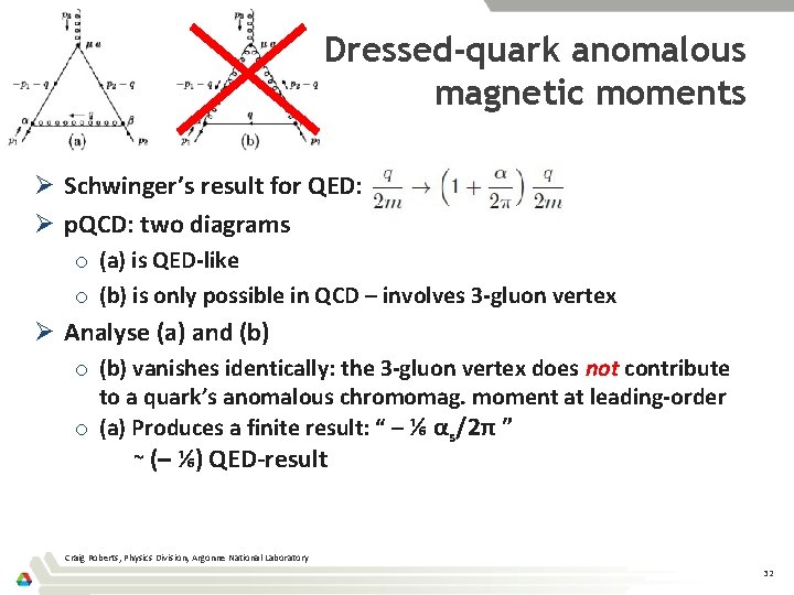 Dressed-quark anomalous magnetic moments Ø Schwinger’s result for QED: Ø p. QCD: two diagrams