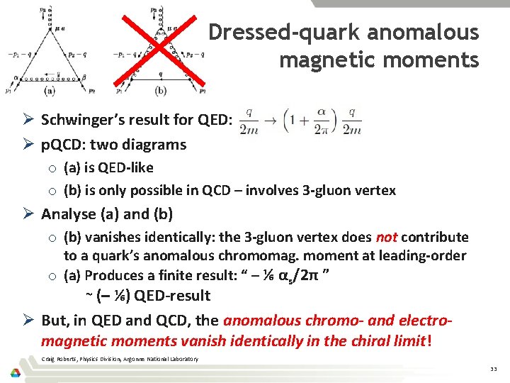 Dressed-quark anomalous magnetic moments Ø Schwinger’s result for QED: Ø p. QCD: two diagrams