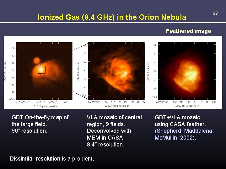 Ionized Gas (8. 4 GHz) in the Orion Nebula 29 Feathered image GBT On-the-fly