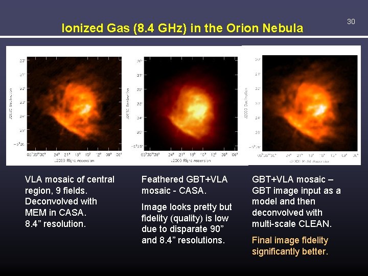 Ionized Gas (8. 4 GHz) in the Orion Nebula VLA mosaic of central region,