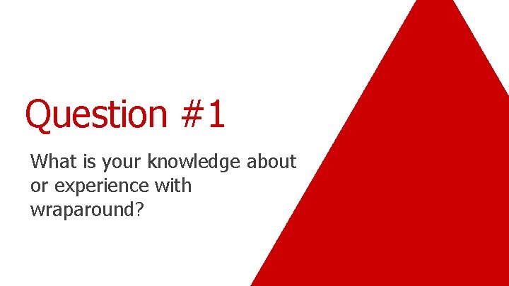 Question #1 What is your knowledge about or experience with wraparound? 