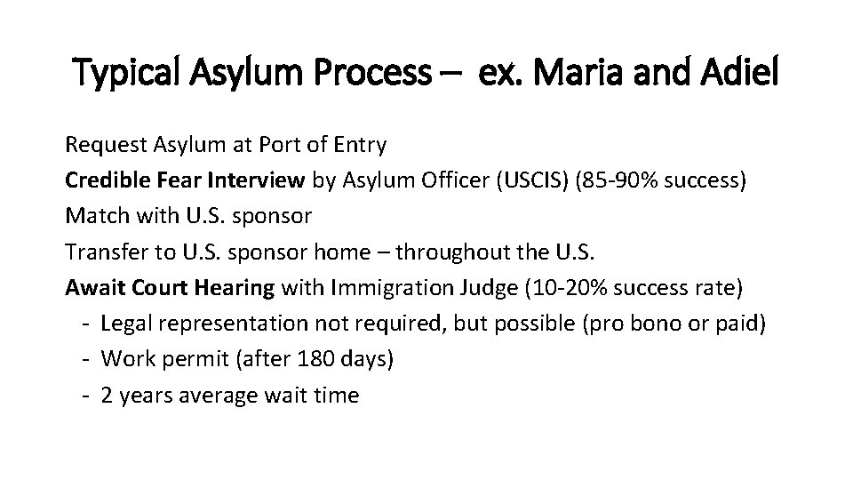 Typical Asylum Process – ex. Maria and Adiel Request Asylum at Port of Entry