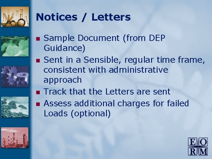 Notices / Letters n n Sample Document (from DEP Guidance) Sent in a Sensible,