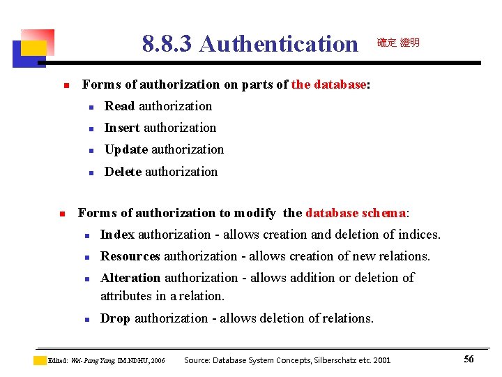 8. 8. 3 Authentication n n 確定 證明 Forms of authorization on parts of 8. 8. 3 Authentication n n 確定 證明 Forms of authorization on parts of