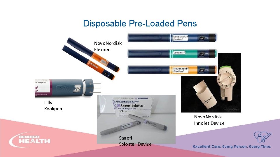 Disposable Pre-Loaded Pens Novo. Nordisk Flexpen Lilly Kwikpen Novo. Nordisk Innolet Device Sanofi Solostar