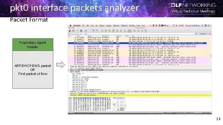 pkt 0 interface packets analyzer Packet Format Proprietary Agent Header ARP/DHCP/DNS packet OR First