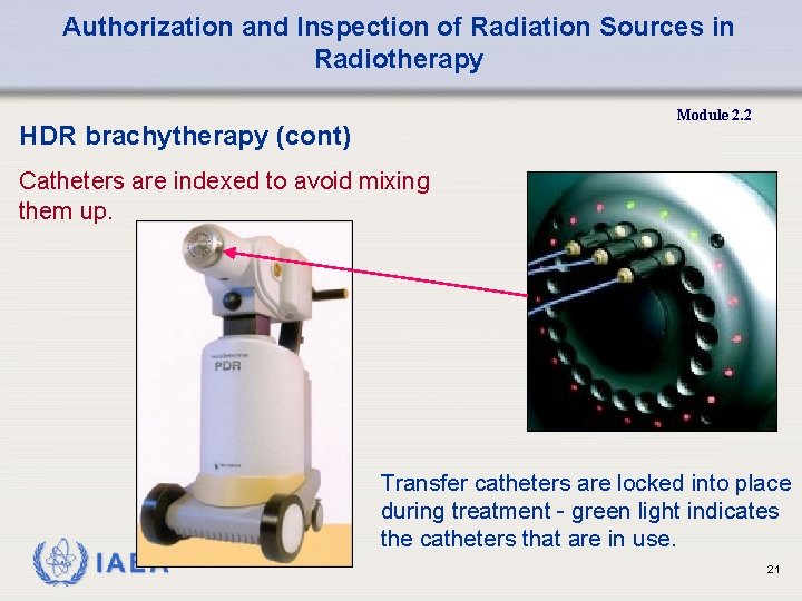 Authorization and Inspection of Radiation Sources in Radiotherapy Module 2. 2 HDR brachytherapy (cont)