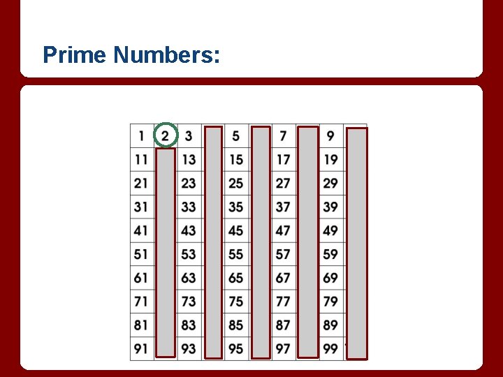 Prime Numbers: 