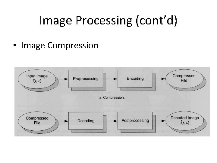 Image Processing (cont’d) • Image Compression 