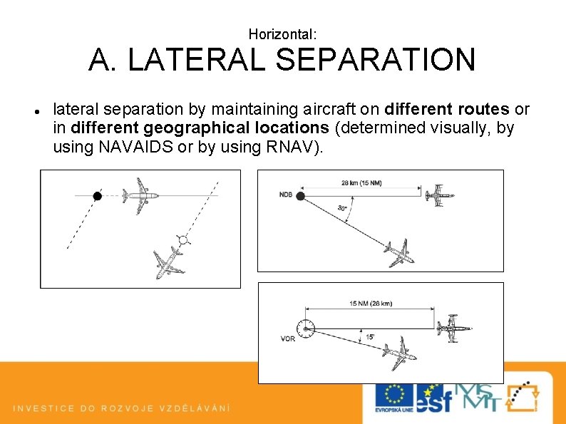 Horizontal: A. LATERAL SEPARATION lateral separation by maintaining aircraft on different routes or in