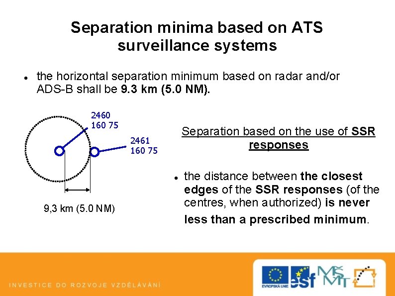 Separation minima based on ATS surveillance systems the horizontal separation minimum based on radar