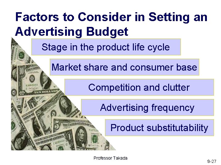 Factors to Consider in Setting an Advertising Budget Stage in the product life cycle