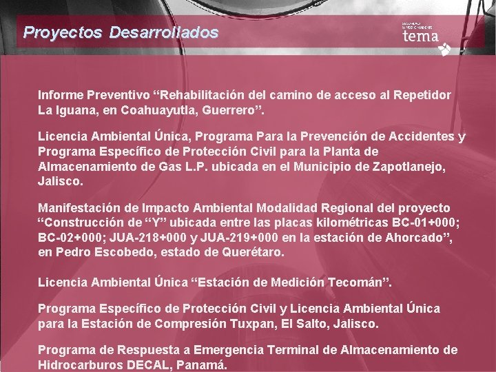 Proyectos Desarrollados Informe Preventivo “Rehabilitación del camino de acceso al Repetidor La Iguana, en