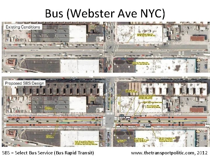 Bus (Webster Ave NYC) SBS = Select Bus Service (Bus Rapid Transit) www. thetransportpolitic.