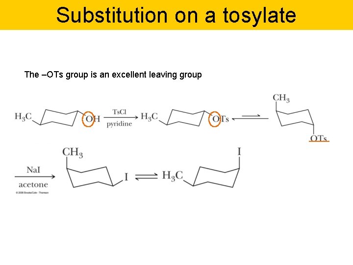 Substitution on a tosylate The –OTs group is an excellent leaving group 