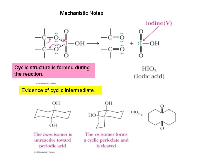 Mechanistic Notes Cyclic structure is formed during the reaction. Evidence of cyclic intermediate. 