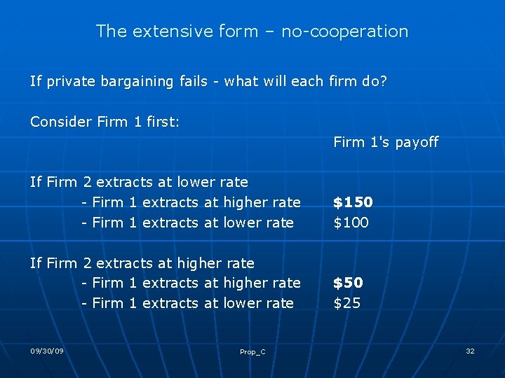 The extensive form – no-cooperation If private bargaining fails - what will each firm