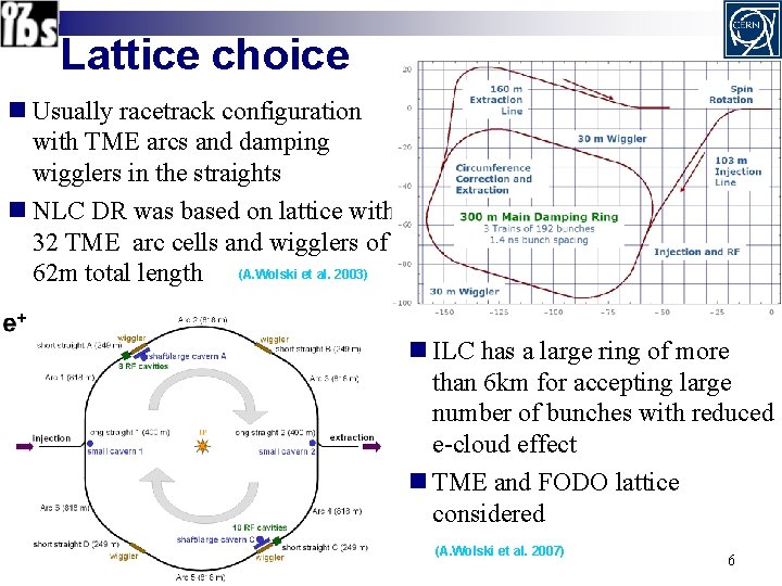 Lattice choice n Usually racetrack configuration with TME arcs and damping wigglers in the