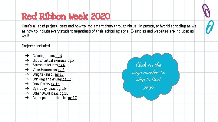 Red Ribbon Week 2020 Here's a list of project ideas and how to implement