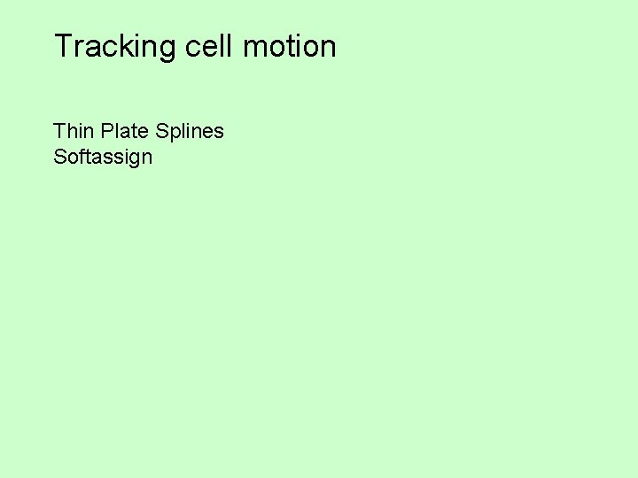 Tracking cell motion Thin Plate Splines Softassign Tracking cell motion Thin Plate Splines Softassign