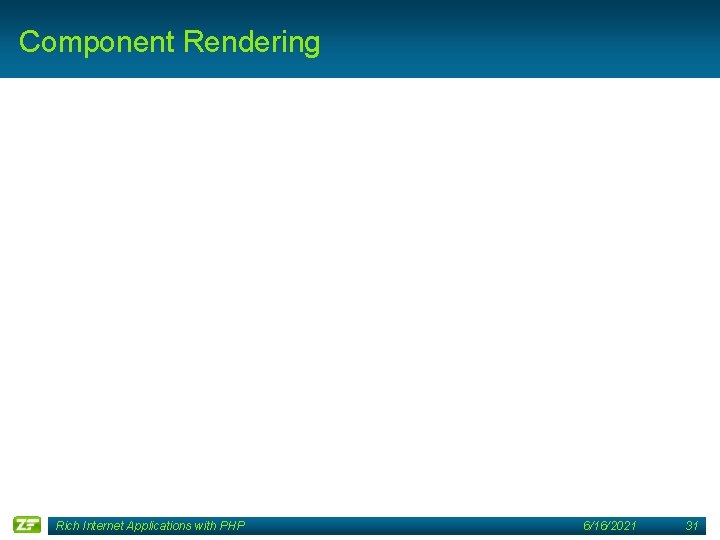 Component Rendering Rich Internet Applications with PHP 6/16/2021 31 