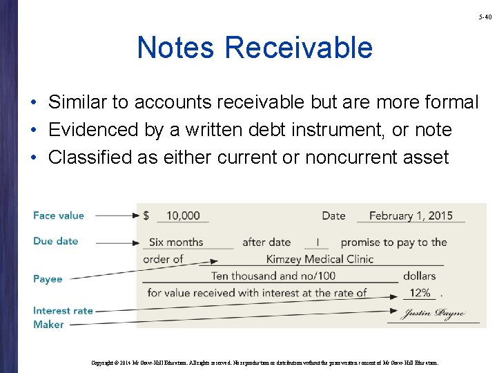 5 -40 Notes Receivable • Similar to accounts receivable but are more formal •