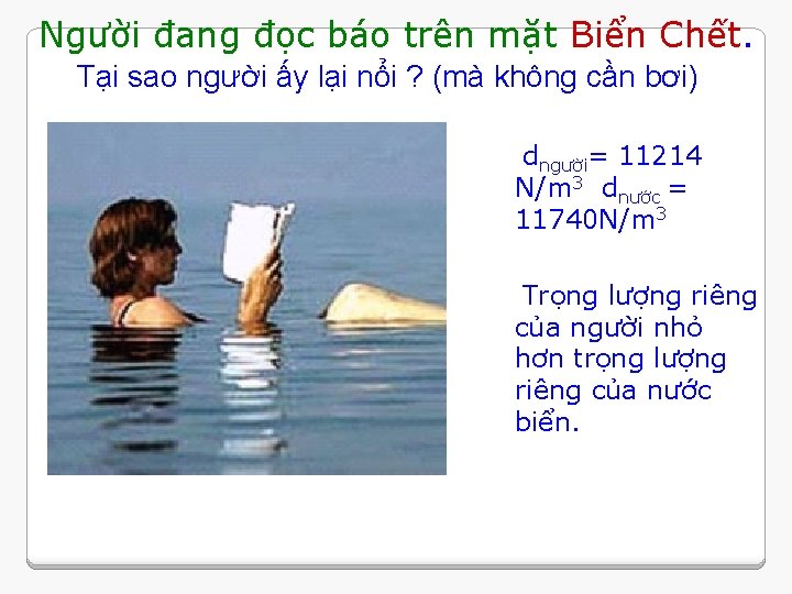 Người đang đọc báo trên mặt Biển Chết. Tại sao người ấy lại nổi