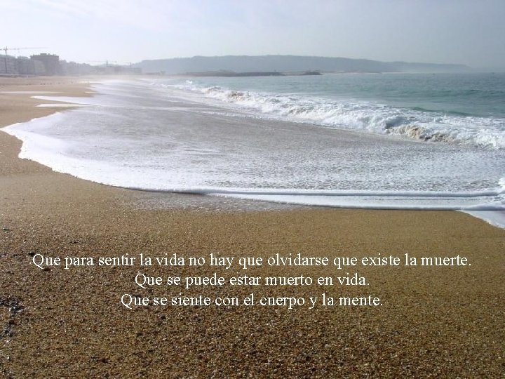 Que para sentir la vida no hay que olvidarse que existe la muerte. Que