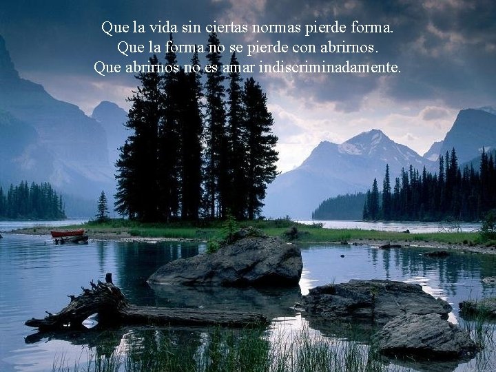 Que la vida sin ciertas normas pierde forma. Que la forma no se pierde