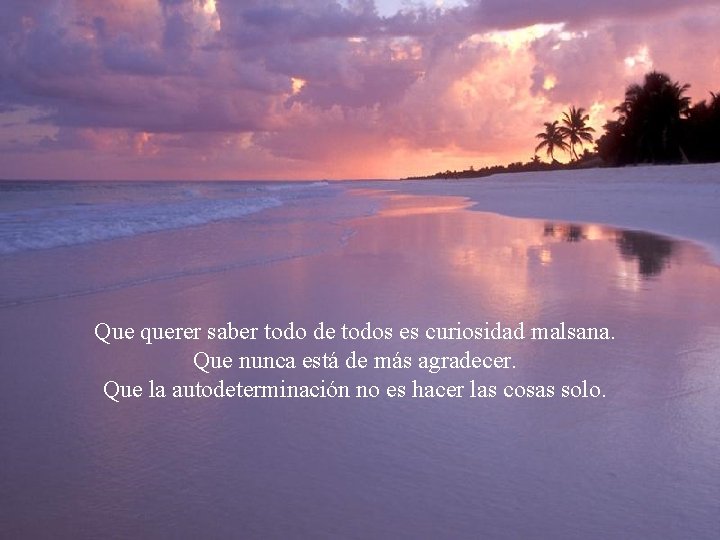 Que querer saber todo de todos es curiosidad malsana. Que nunca está de más