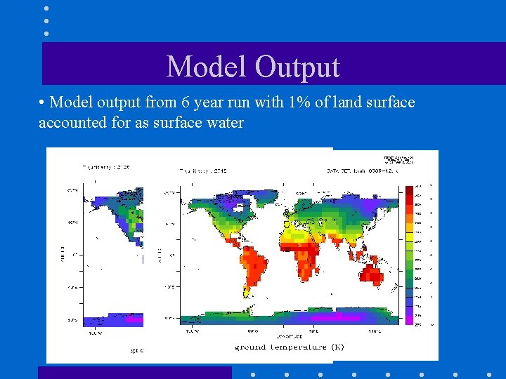Model Output • Model output from 6 year run with 1% of land surface