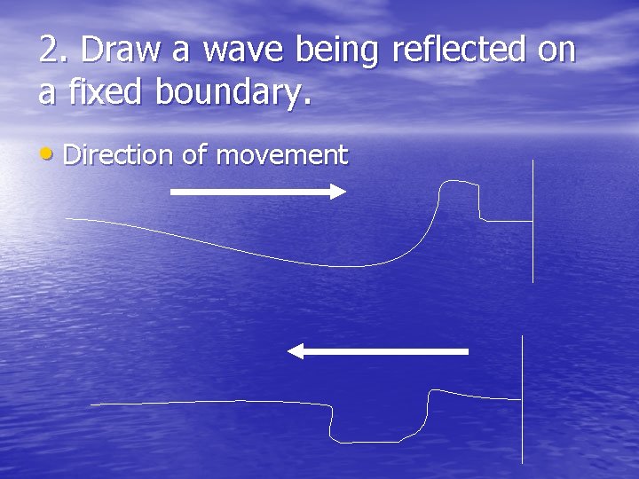 2. Draw a wave being reflected on a fixed boundary. • Direction of movement