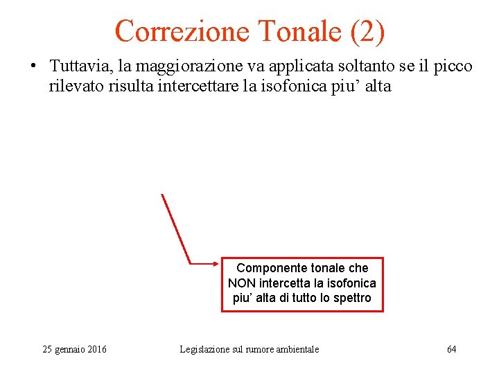 Correzione Tonale (2) • Tuttavia, la maggiorazione va applicata soltanto se il picco rilevato