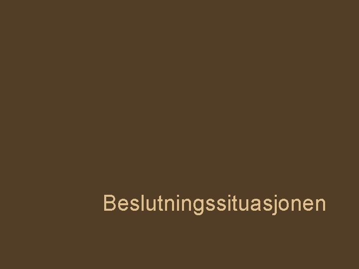 Beslutningssituasjonen 