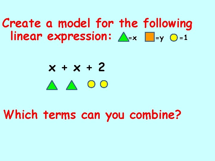 Create a model for the following linear expression: =x =y =1 x + 2