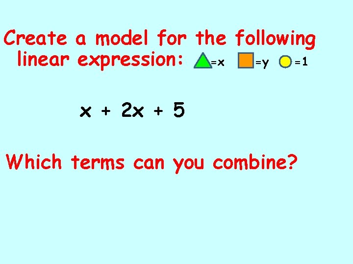 Create a model for the following linear expression: =x =y =1 x + 2