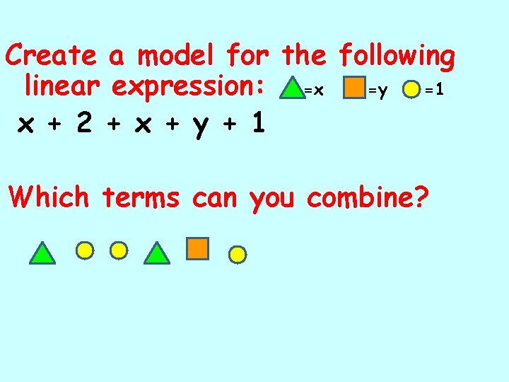 Create a model for the following linear expression: =x =y =1 x + 2